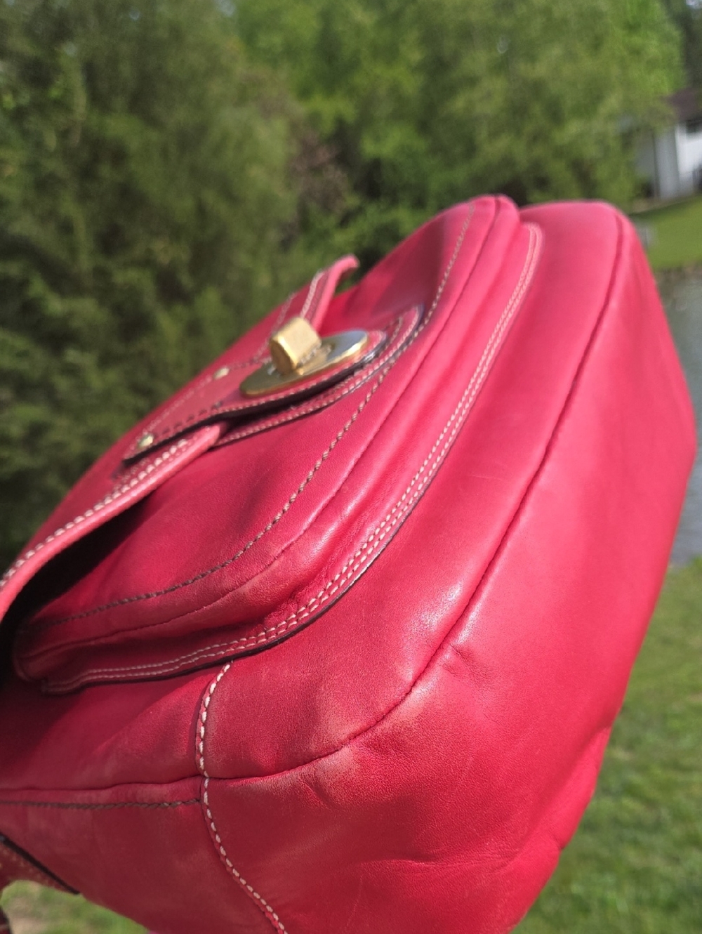 COACH Ali Turn-lock Shoulder Bag Raspberry 65th Anniversary Legacy Vintage Y2K - Picture 7 of 11